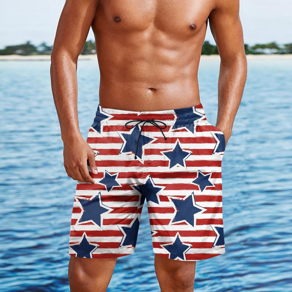 Мужские повседневные модные шорты с принтом в честь Дня независимости, мужские свободные дышащие шорты с принтом