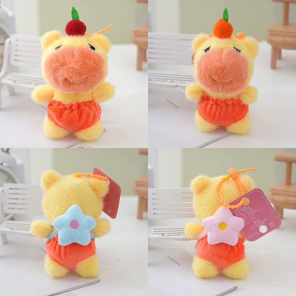 Plush Persimmon Capybara Keychain Animal Stuffed Doll Toy Decoration Kids Gift