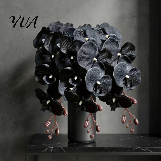 Long Lasting Fake Flowers for Interior Design Artificial Phalaenopsis Silk Orchid Flower Home Decor, Realistic Velvet Plant Reusable Faux Floral