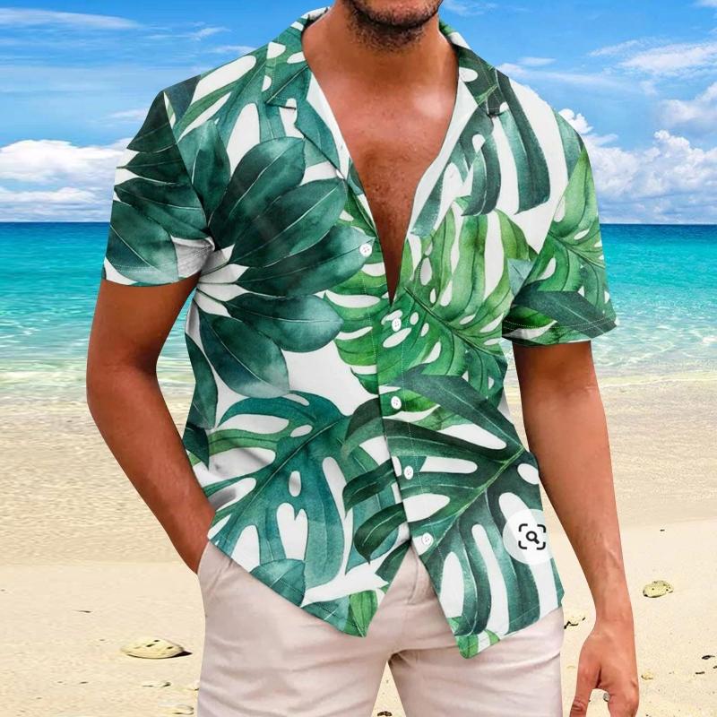 Beach Flower Men's Shirt 3d Print Hawaiian Short Sleeve Shirts For Men Summer Casual Shirt Loose Oversized Short Sleeve Tops