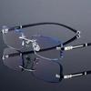 Men's Myopia Glasses  Business Frameless Transparent Anti Blue Myopia Glasses Anti Fatigue Outdoor Glasses