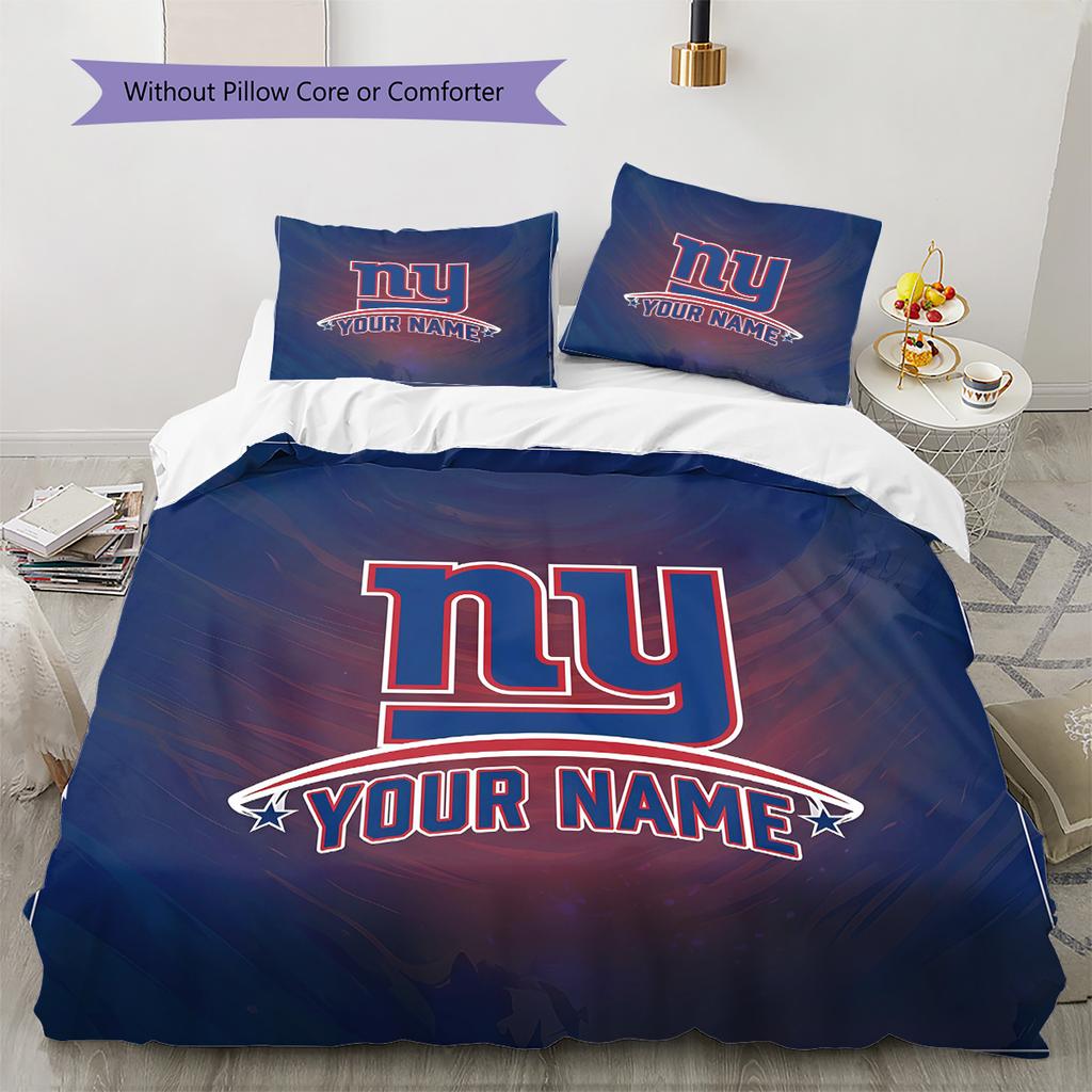 Custom Name New York Giants2 Pattern Bedding Quilt Set  Home Decoration  Gift (1 * duvet cover + 2 * pillowcase  without core)