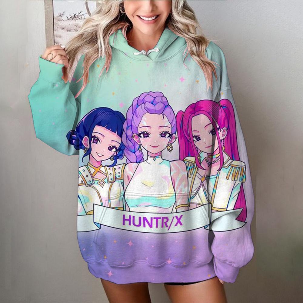 Женская толстовка K-pop «Охотники на демонов», с капюшоном, повседневная, персонализированная, уличная одежда, для отпуска