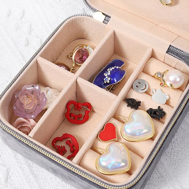 Бархатная шкатулка для украшений дорожная портативная фланелевая квадратная на молнии чехол для хранения ювелирных изделий держатель для подарков держатель для колец держатель для серег