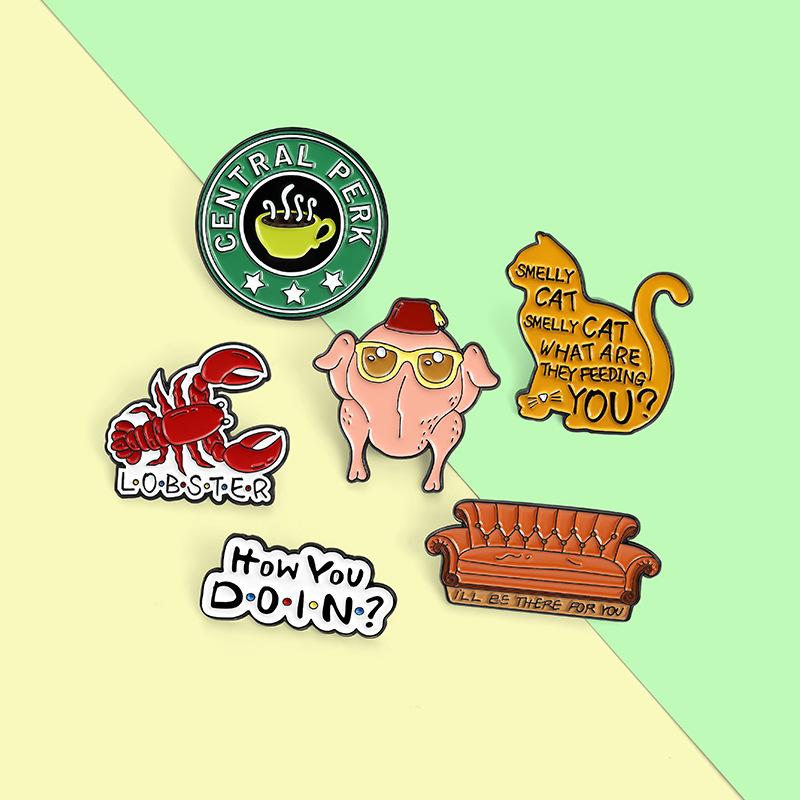 Друзья Эмалевые значки Я буду рядом с тобой Диван Кофе Как дела? Брошь-булавка Значок сериала «Ситком»