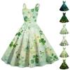 Women's Fashion St. Patrick's Day Printed Sexy Strapless Gothic Cocktail Dress Punk, Vintage Dress.
