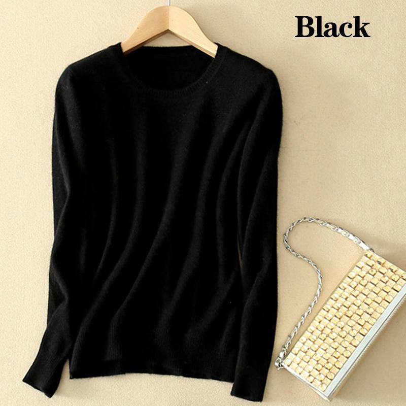 Женский уютный вязаный пуловер, кашемировый свитер с круглым вырезом, нечеткий приталенный крой, красный, черный, шерсть