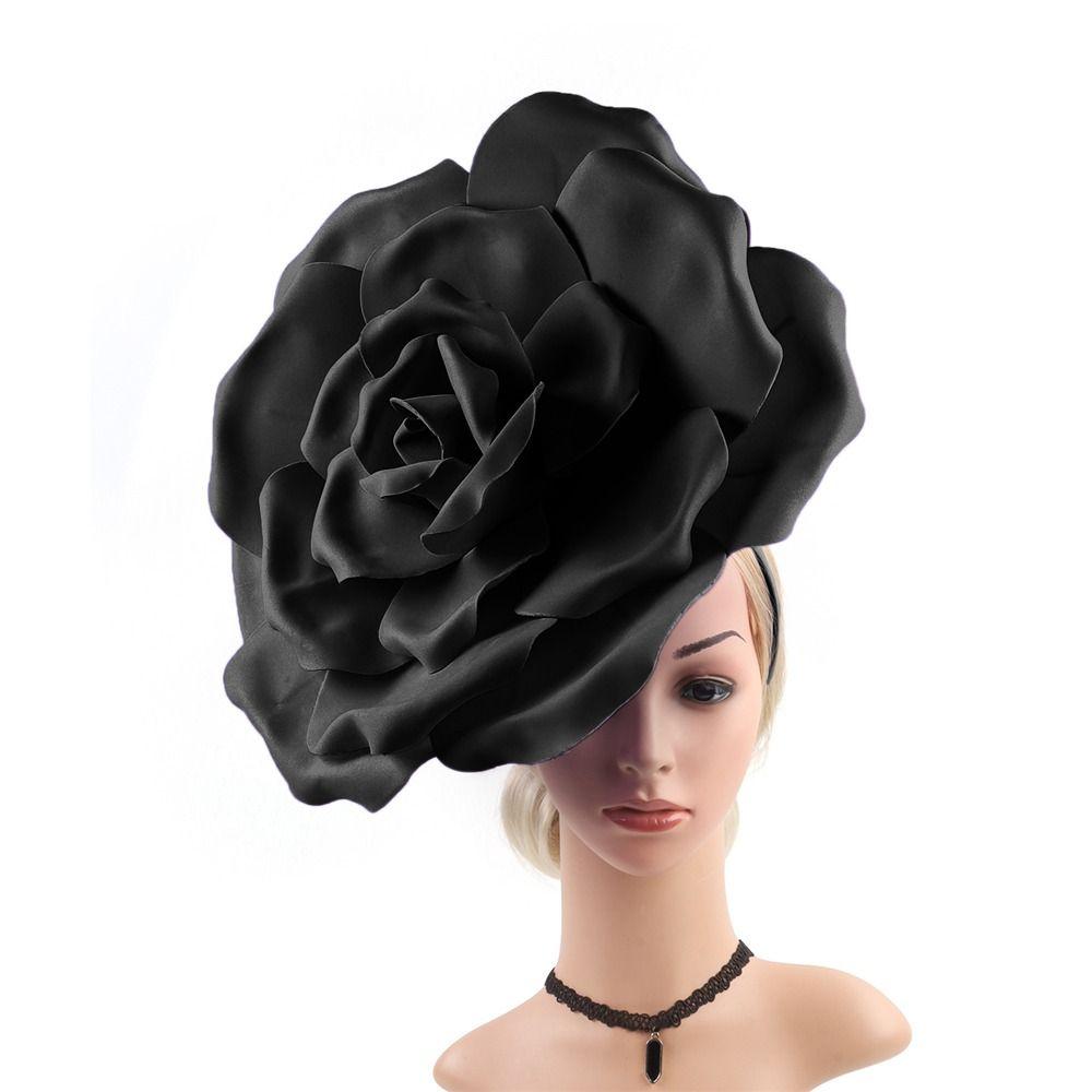 Свадебная шляпа-вуаль с розами и цветами, преувеличенный головной убор Марди Гра для женщин
