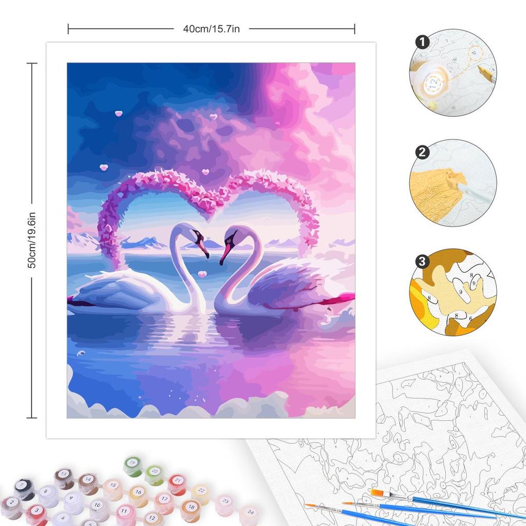 RUOPOTY Раскраска по номерам для взрослых, наборы для начинающих, акриловая краска на холсте, картина по номерам «Лебедь» для дома, подарок своими руками, 40x50 см
