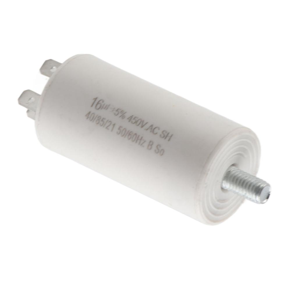 Пусковой конденсатор CBB60 Цилиндрический конденсатор для двигателя с двойным выводом для стиральной машины, бытовой техники 450 В 16 мкФ