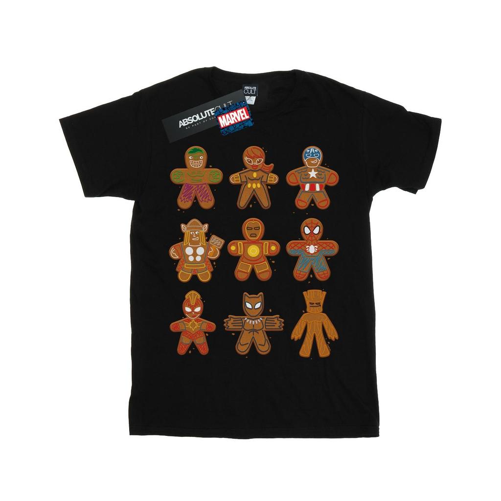 Marvel Womens/Ladies Avengers Christmas Gingerbread Cotton Boyfriend T-Shirt