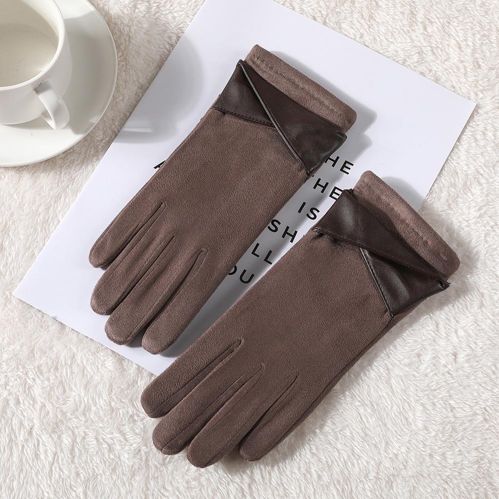 Женские Милые Ветрозащитные Перчатки из Искусственной Кожи: Зимняя езда на велосипеде, вождение и сенсорный экран, с толстой бархатной подкладкой