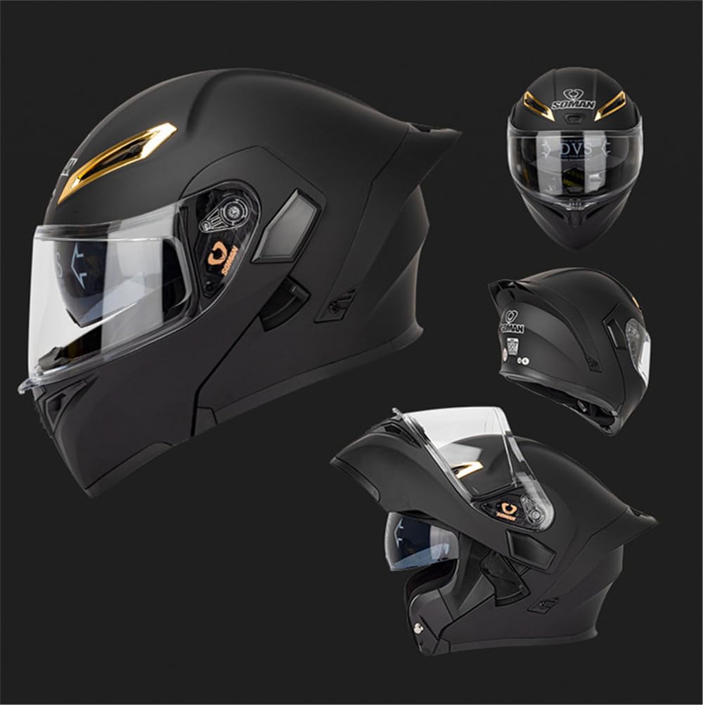 Шлем-интеграл SOMAN-955, Велосипедный шлем, Шлем-система, Унисекс, Двойной визор, Ударопрочный, DOT