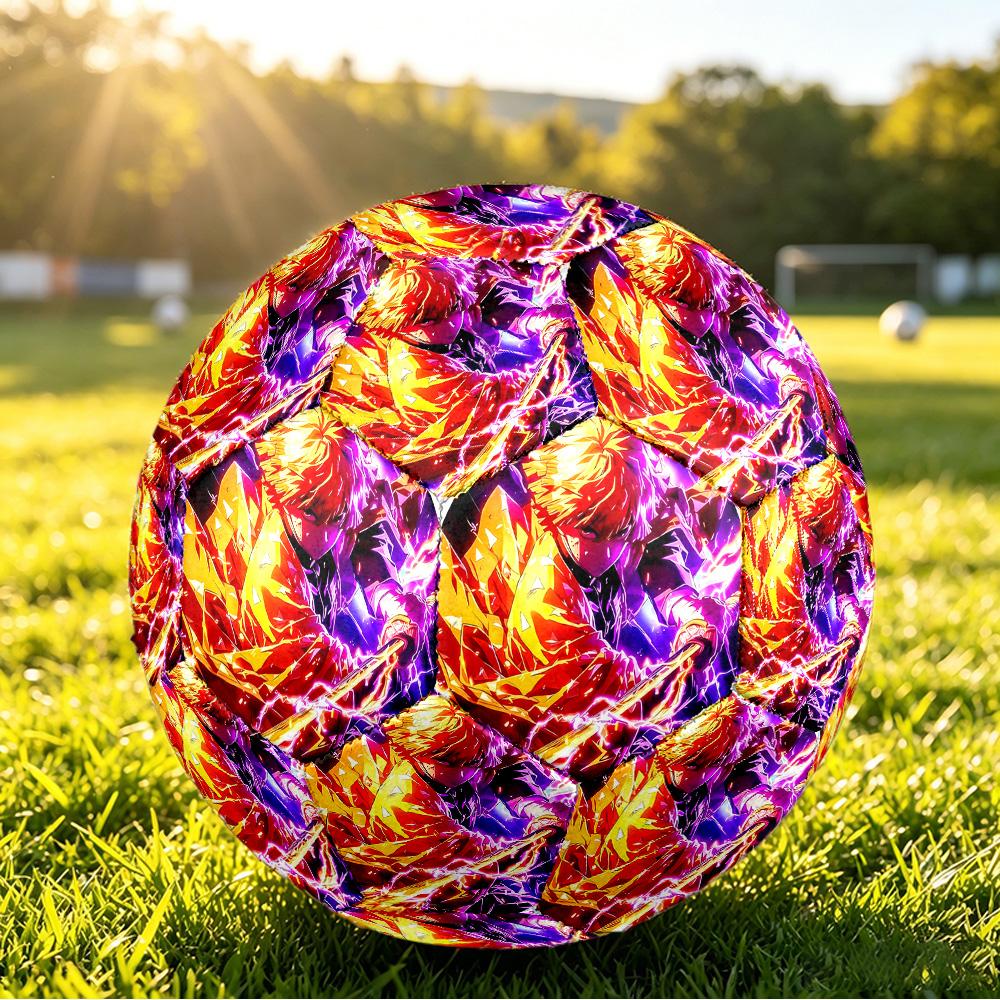 Demon Slayer Printed Size 5 Standard Football, Waterproof PU Training Soccer Ball for Outdoor Sports