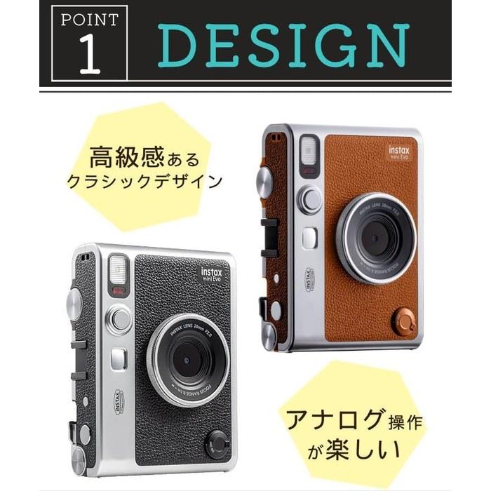 [Instax] Гибридная моментальная камера mini Evo Коричневая + Пленка 40 Листов + microSD 32 ГБ + Декоративный Маркер (Коричневый, Комплект из 4 предметов)
