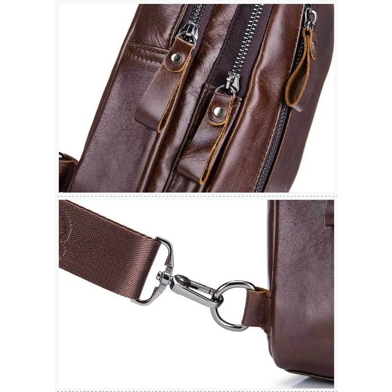 BULLCAPTAIN Genuine Leather Crossbody Bags Men Leather Shoulder Men Chest Bags Fashion Travel Handbags Man Messenger Bag Male