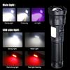 Super Bright Flashlight White+UV Light Zoom High-power Tactical Flashlight Green/Red WorkLight Blood Pet Detection Lamp Magnetic