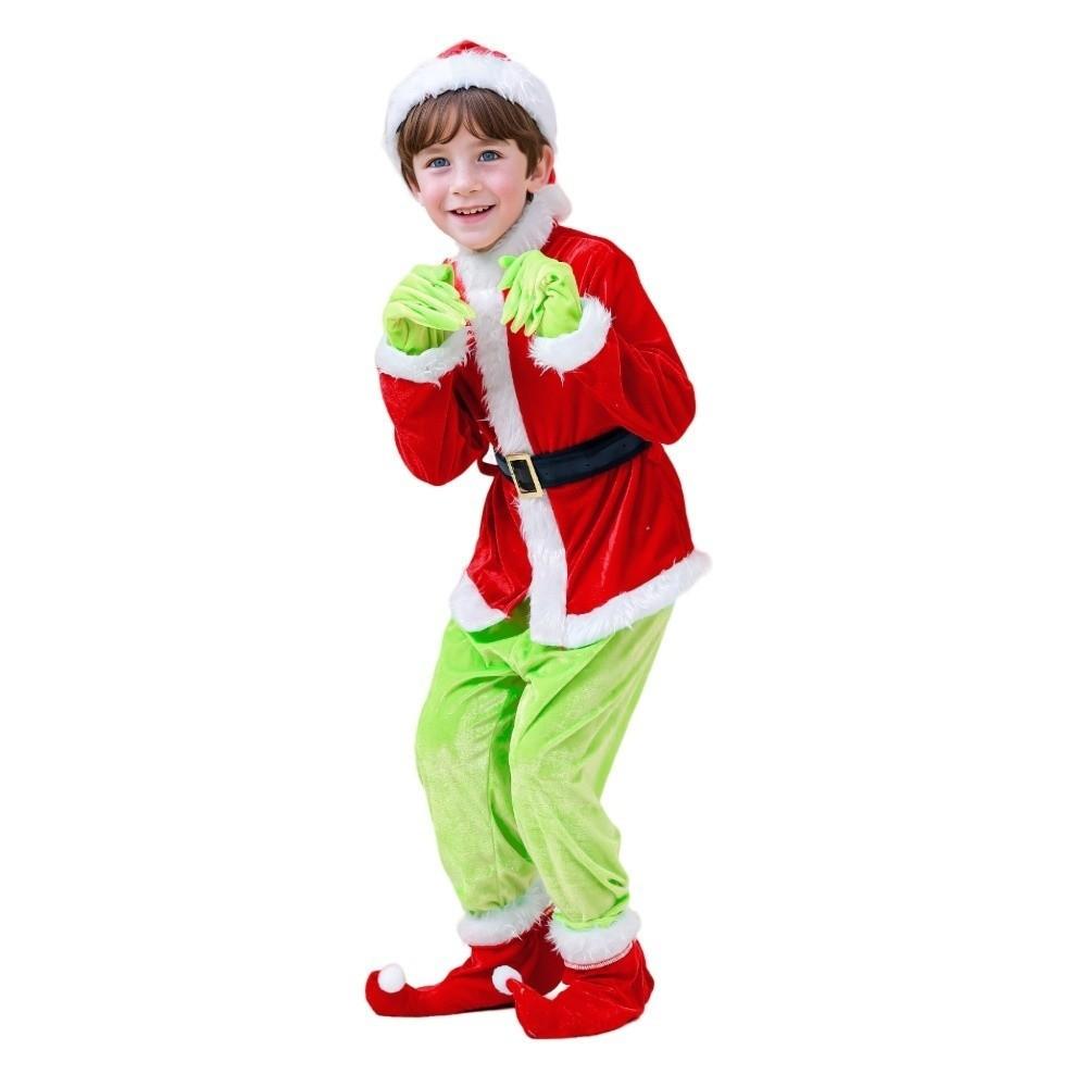 Fancy Elf Costume Green Furry Animals Party Dress Up New Santa Claus Costume Outfit Party Festival