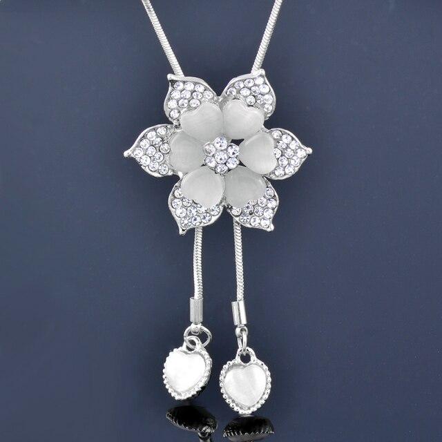 Розовое золото, серебро, сердце, опал, кулон, цветок, микро-инкрустация, ожерелье из фианита для женщин, винтажное массивное ювелирное изделие ZD1 KO3