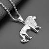 European and American Jewelry Titanium Steel African Male Lion Head Pendant Necklace
