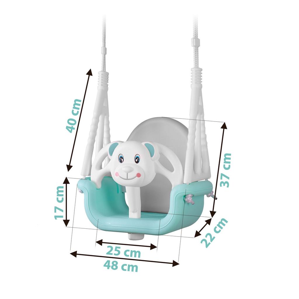 Ricokids 3-In-1 Teddy Bear Bucket Swing, Turquoise