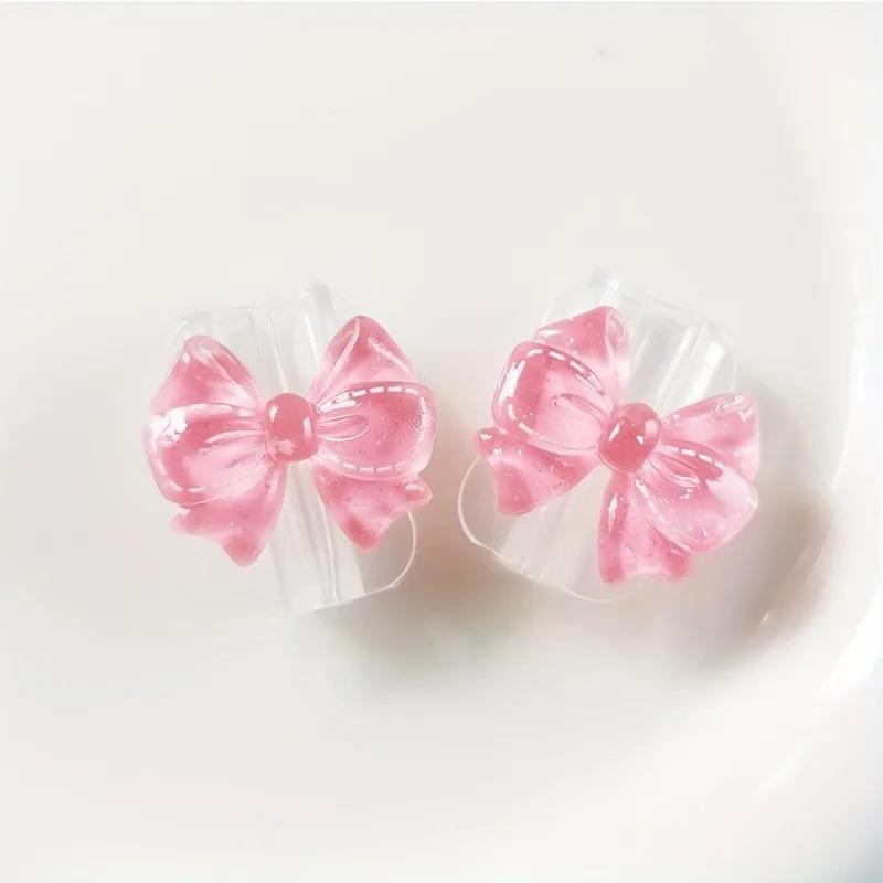 2 шт. Красивый Бант Силиконовый Защитный Чехол для Зарядного Кабеля Держатель для Кабеля Клип Защита от Поломки Прозрачная Обертка для Провода