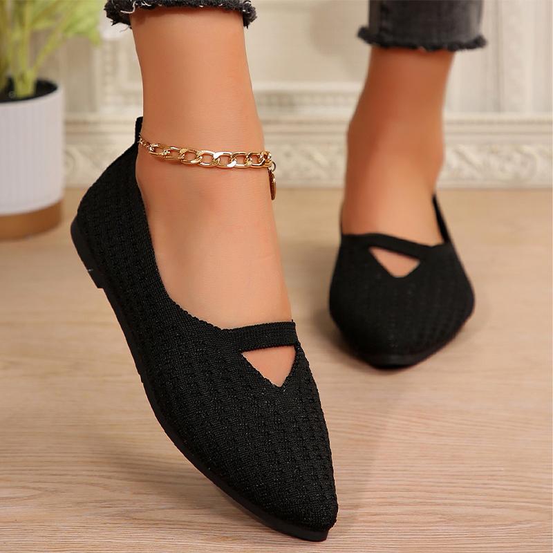 Туфли на плоской подошве женские туфли с острым носком осенняя вязаная повседневная обувь 2024 модная прогулочная обувь уютное трендовое платье женские туфли
