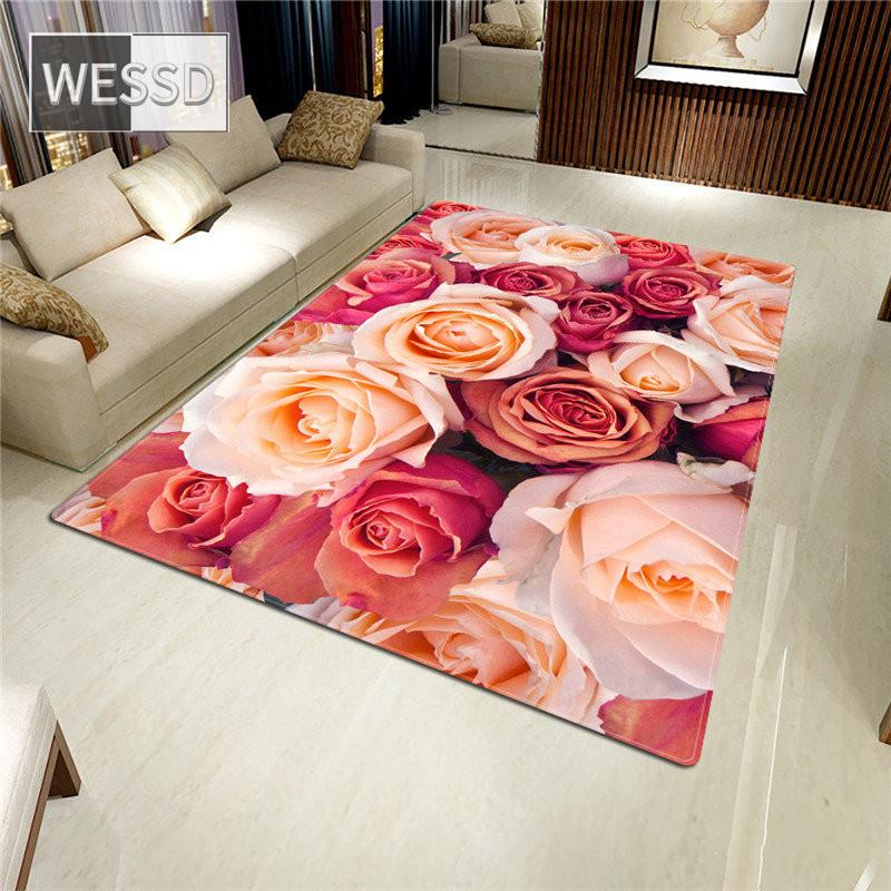 Ковер с розой, 3D коврик для гостиной, ковер с цветком, противоскользящий впитывающий коврик для ванной комнаты, кухонный коврик, домашний декор, коврик на заказ, большой ковер