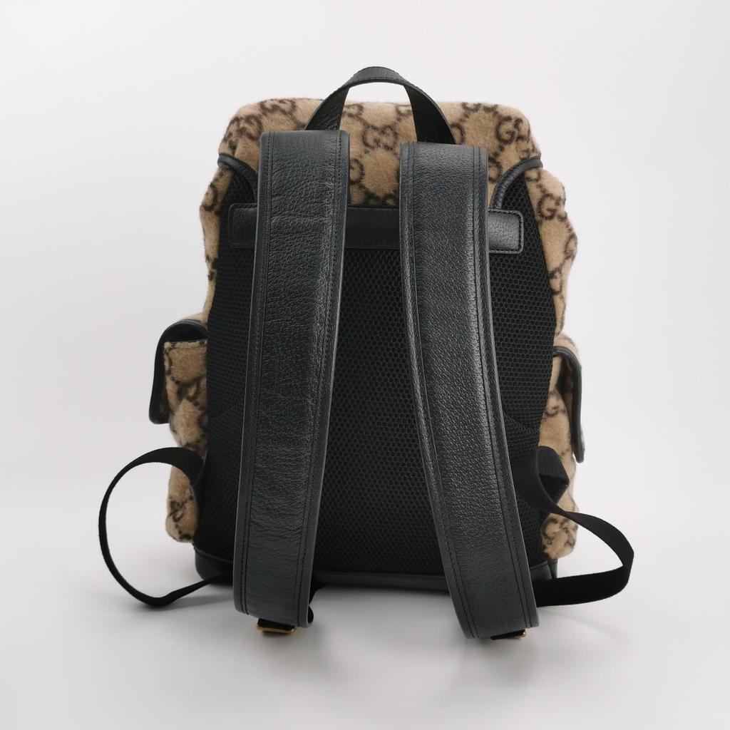 [Pre-Owned] Vintage Logo Wool And Leather Large Capacity Backpack - Excellent #1IPZO94