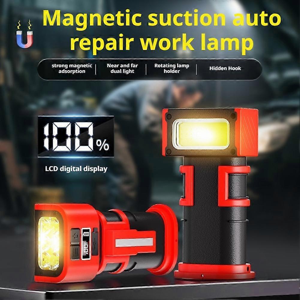 Magnetic Auto Repair Work Light Rechargable Digital Battery Indicator