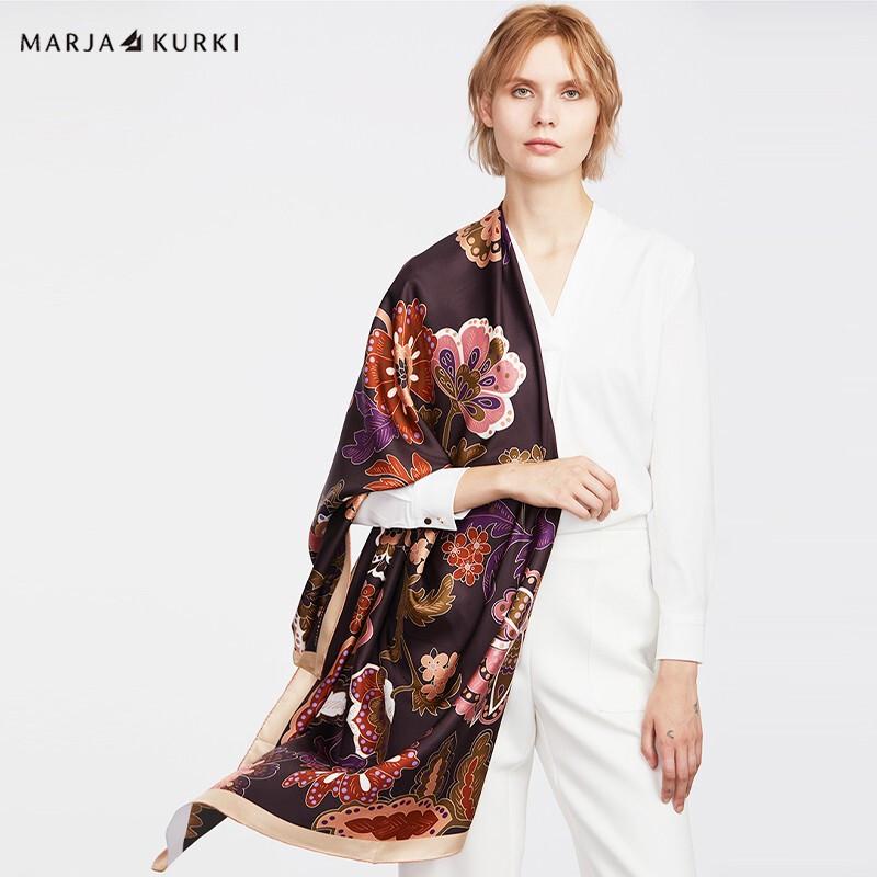 MARJA KURKI Women's Large Double-Sided Night Garden Mulberry Silk Scarf