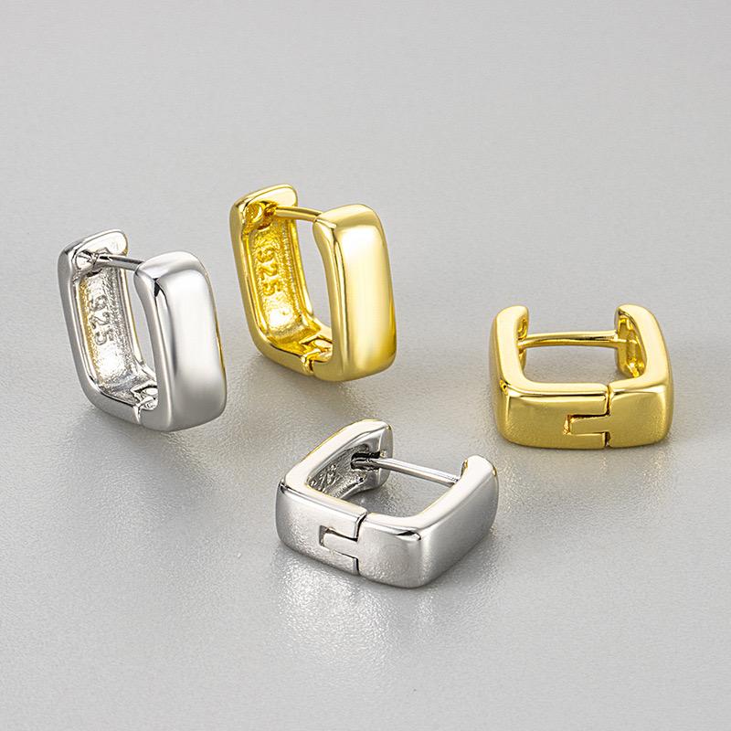 925 Sterling Silver Earrings For Women Trendy Gold Color Geometric Earring Jewelry Prevent Allergy Party Accessories Gift