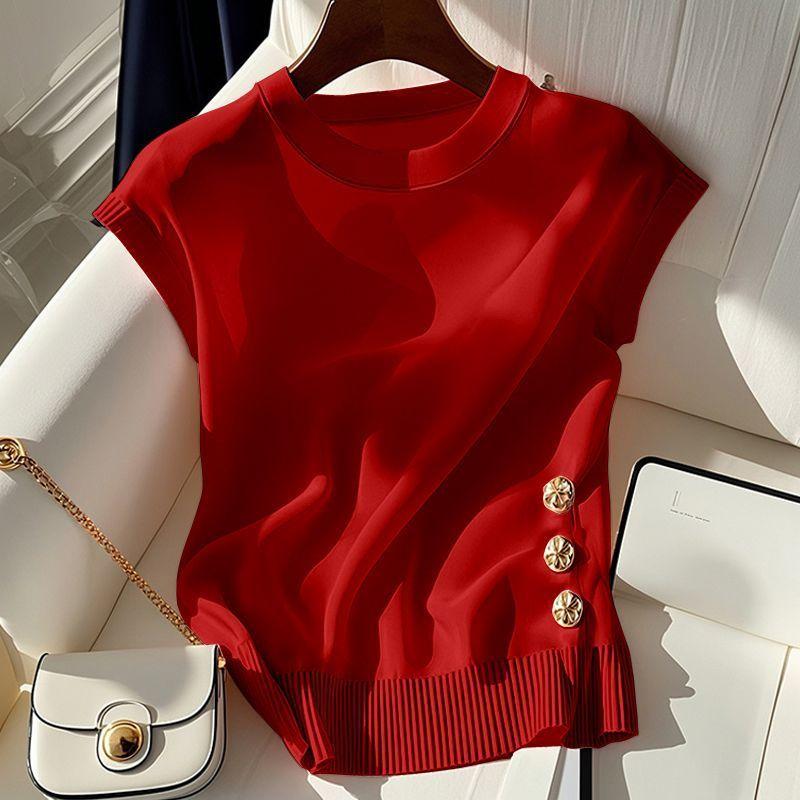 Женский вязаный свитер с круглым вырезом, Повседневный, Шикарный, Высококлассный, Удобный, Дизайн, Топ прилегающего силуэта