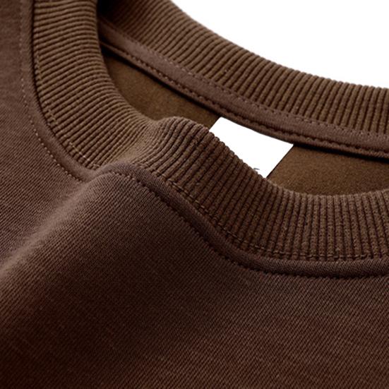 Осень-зима унисекс толстовка с круглым вырезом однотонная эластичная с длинными рукавами свободная