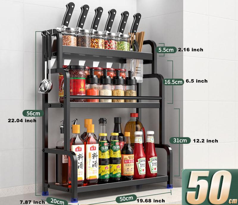 2/3-слойная кухонная полка для хранения, банка для приправ из нержавеющей стали, стеллаж для хранения специй, палочки для еды, полка для ножей, органайзер для бара, аксессуары