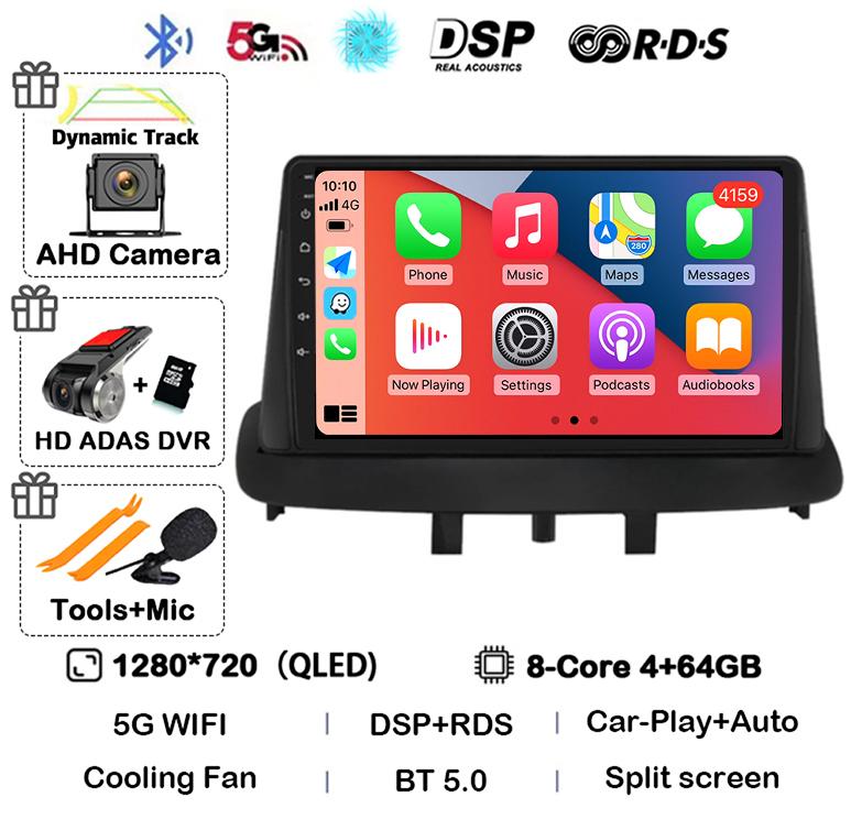 Android 14 Carplay Auto Для Renault Megane 3 Fluence Samsung SM3 2008 2009 2010 2011-2014 Автомагнитола GPS Мультимедийный плеер Стерео