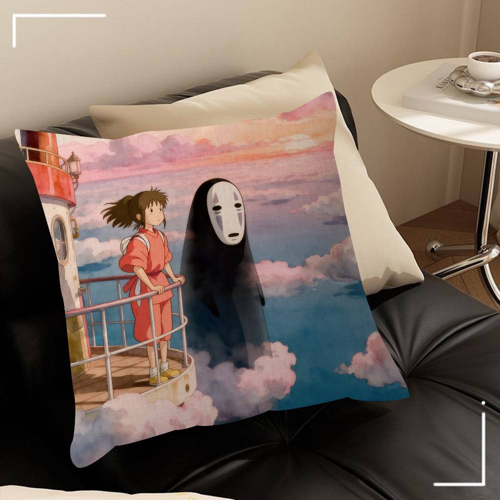 Подушки Подарки Мебель для домашнего офиса Спальня Диван Автомобильная подушка Чехол 45x45см Фильм Унесенные призраками Аниме