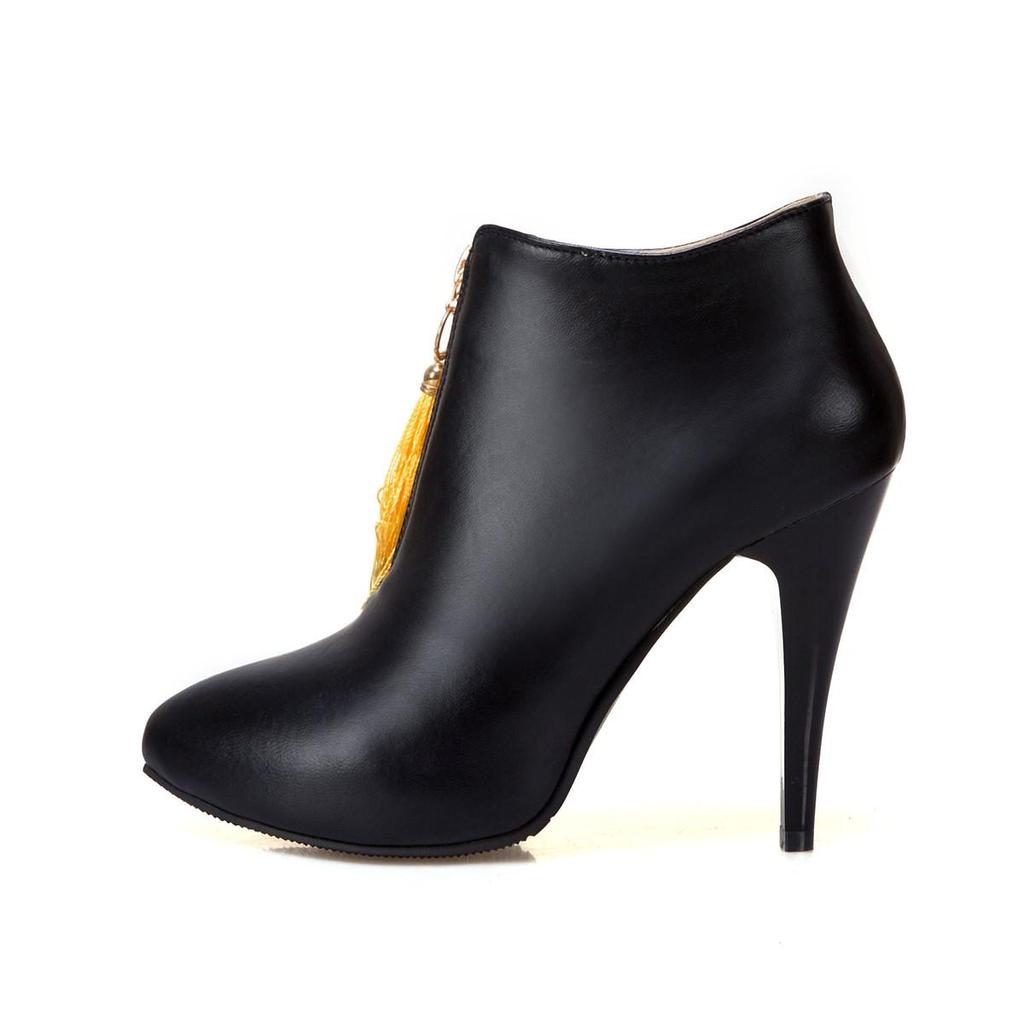 Women's High-heeled Short Boots, Versatile Slim Heeled Tassel Boots, New Autumn and Winter Oversized Boots