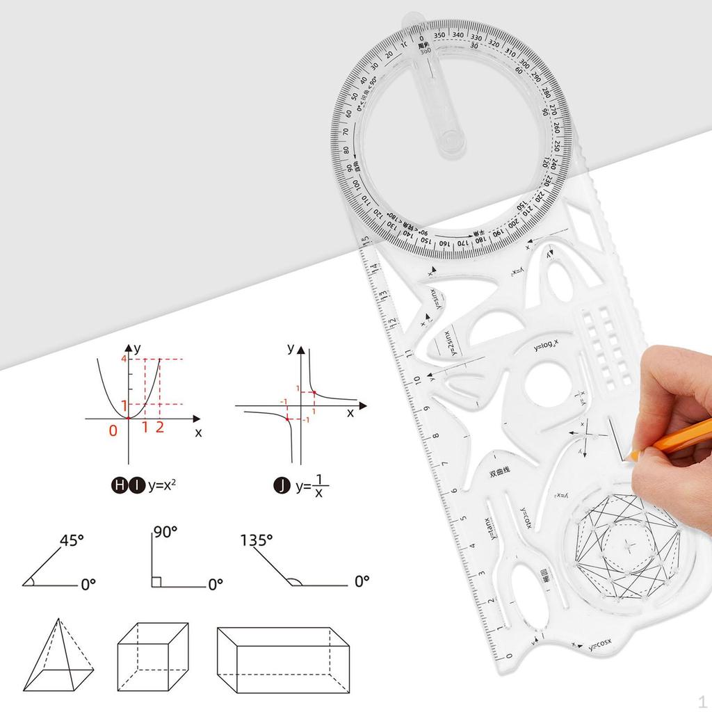 Geometric Ruler Drawing Template Measuring Plastic Draft Rulers for School