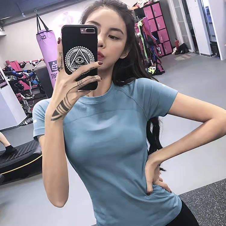 Женская быстросохнущая футболка для йоги и бега - Летняя эластичная посадка для фитнеса и пилатеса