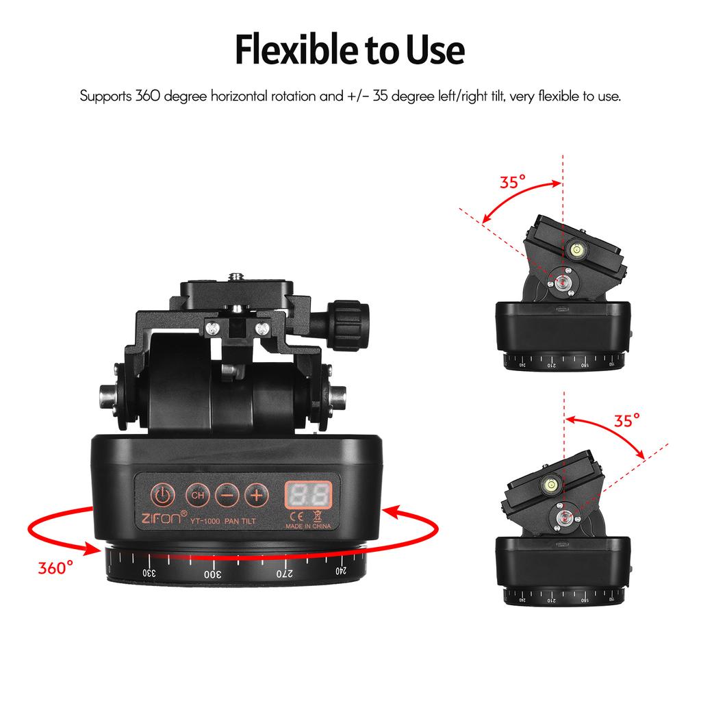 ZIFON YT-1000 2.4G Wireless Control Automatic Tripod Head 360 Degrees Rotatable Motorized Panoramic Head