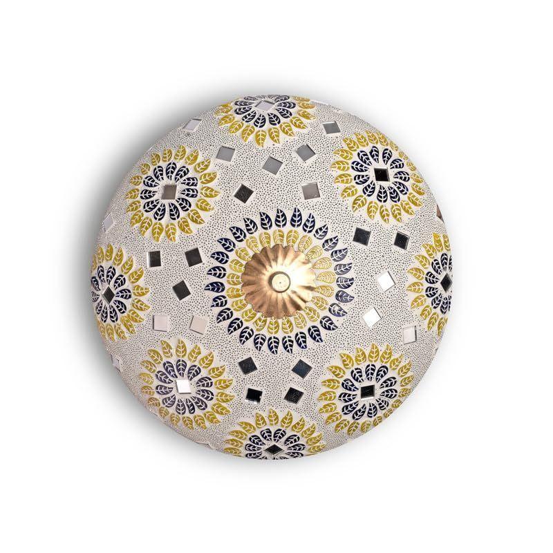 Mosaic Crafted Multicoloured Round Pattern Glass Ceiling Light Mounting LED Light