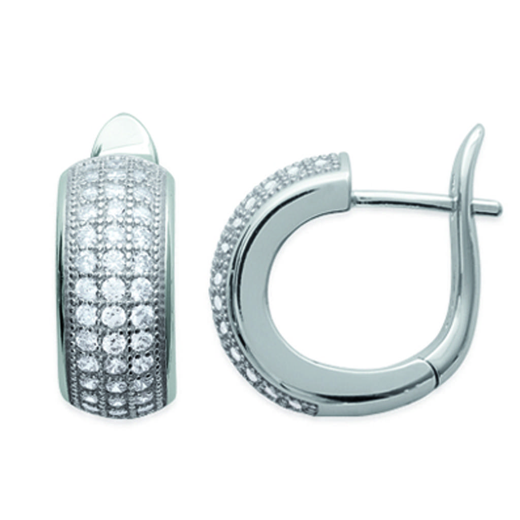 Les Trésors De Lily [L3728] - Silver Half Hoop Earrings 'Sissi' Silver White (rhodium-plated) - 15x7 Mm