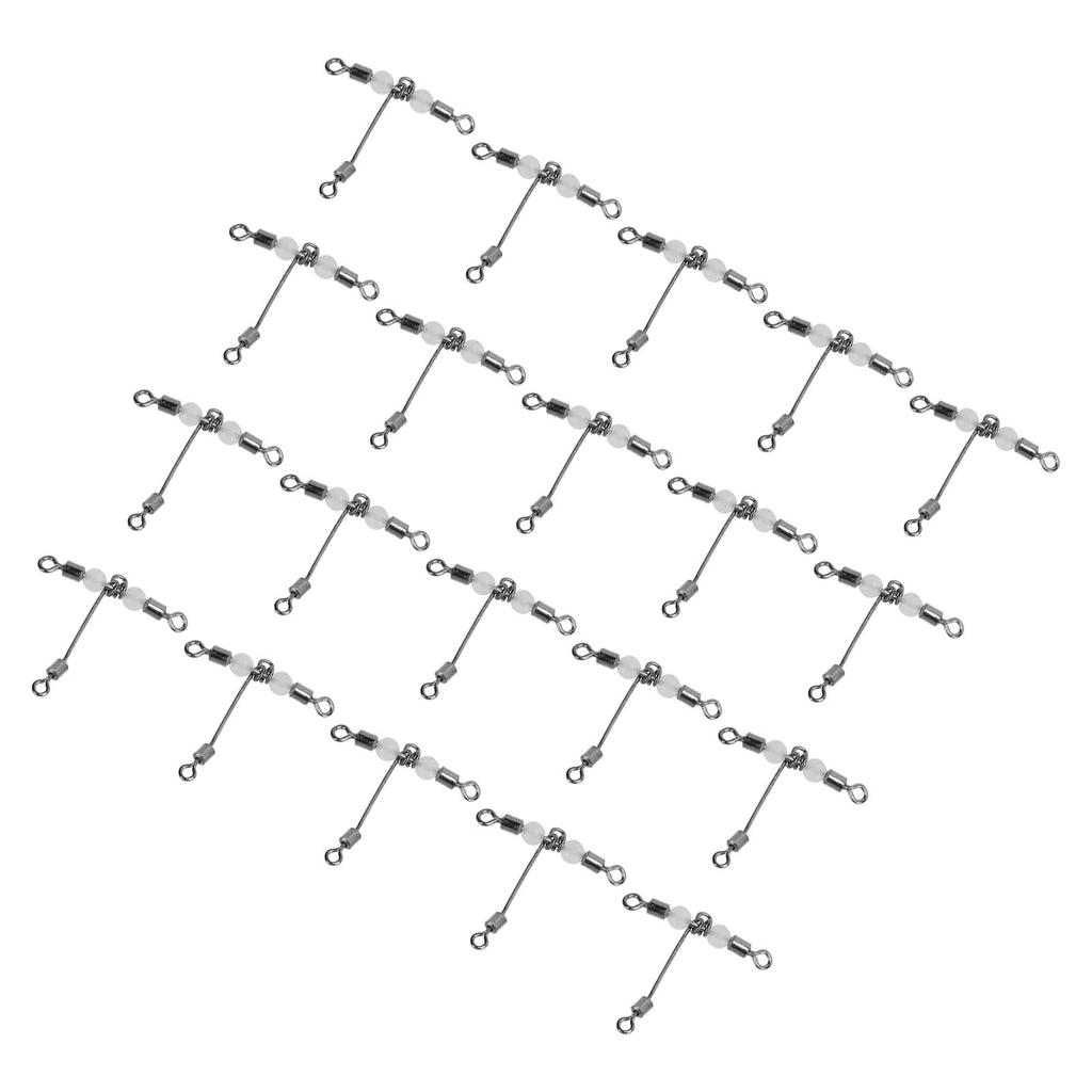 20 шт. Т-образный светящийся рыболовный вертлюг с 3-сторонним соединителем, вертлюг с крестообразной леской и бусинами 6x7 #