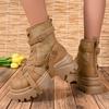 Fashion Autumn Winter Women's Gladiator Boot Chunky Heels Leather Punk Platform Shoes Buckle Motorcycle Boots Goth Chelsea Mujer Zapatos