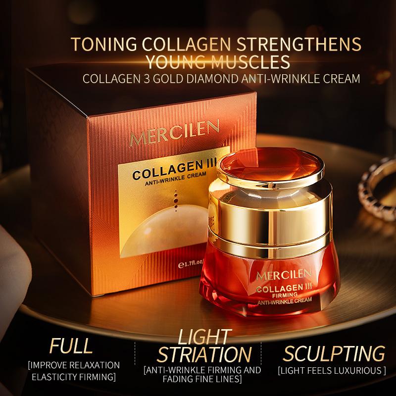 MERCILEN Type III Collagen Gold Diamond Sculpting Anti-Wrinkle Cream 50g Elastic Moisturizing Facial Care Moisturizer