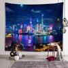 Гобелен с ночным освещением города, город, великолепная архитектура, гобелен для спальни, эстетика комнаты, украшение дома