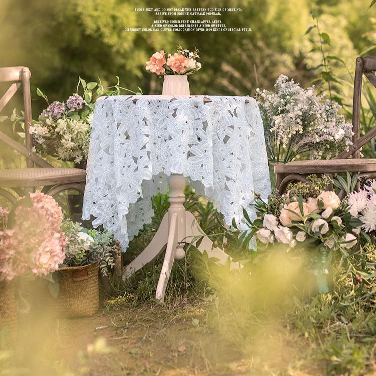 Скатерть на журнальный столик Скатерть Кружево Интернет-знаменитость Гостиная Бытовая Маленький круглый столик Скатерть Скандинавский стиль Ажурная Скатерть для обеденного стола Ткань Круглая