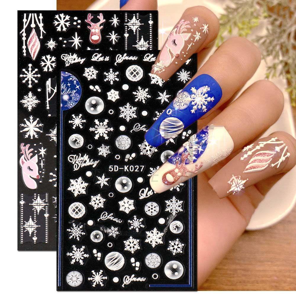 New Year Nail Art Decorations Christmas Nail Stickers Snowflake Nail Stickers Christmas Nail Decals