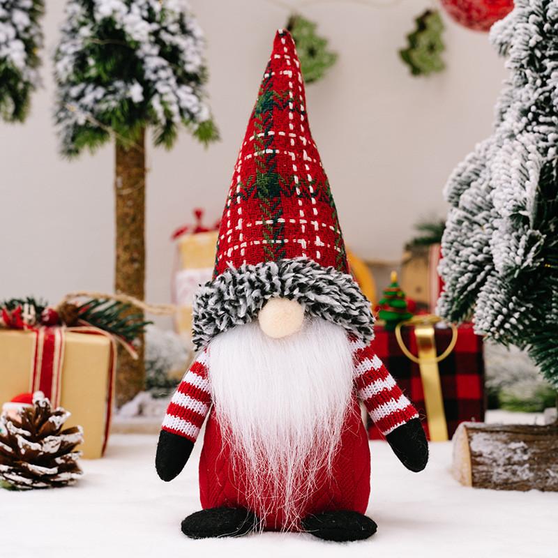 Charming Christmas Gnome Figurines With Cozy Plaid Hats Perfect For Festive Decorations
